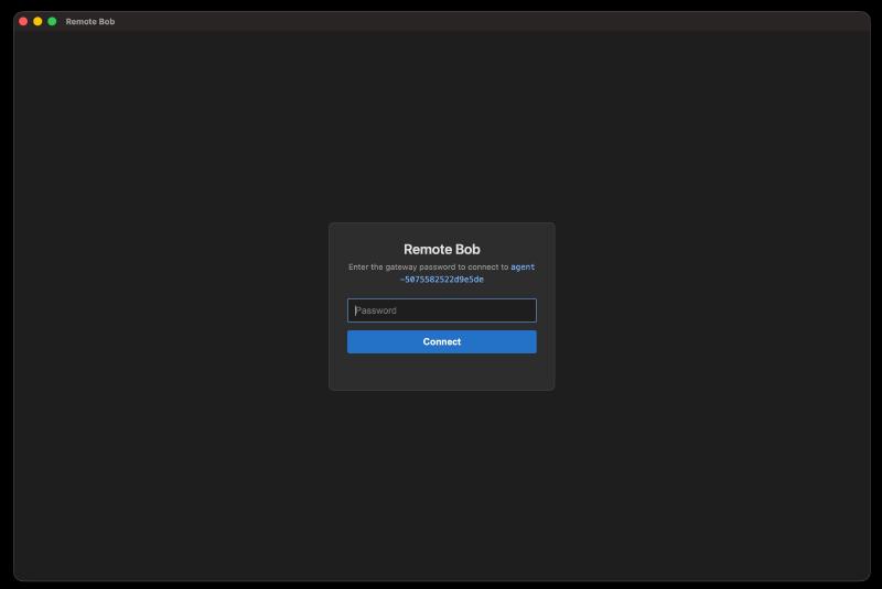 Browser login screen for the Remote Bob gateway