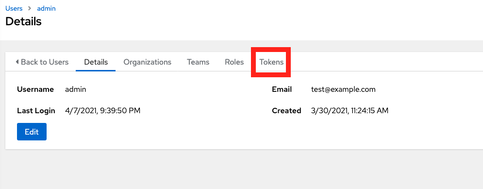 tokens tab