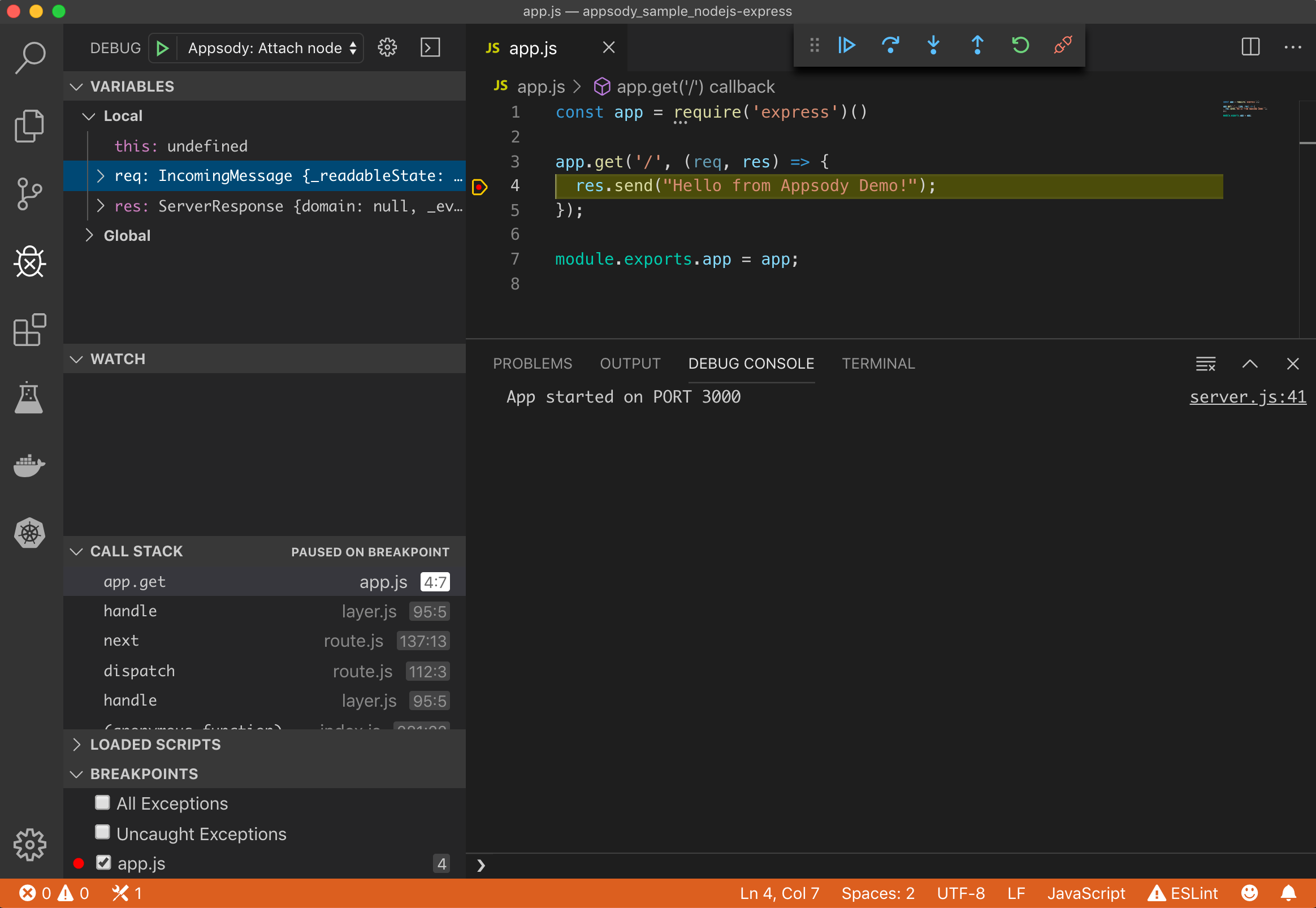 The debugger in action