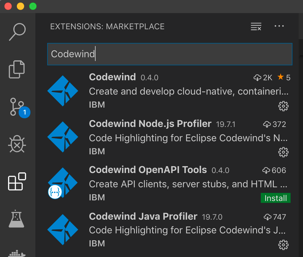 Codewind extensions