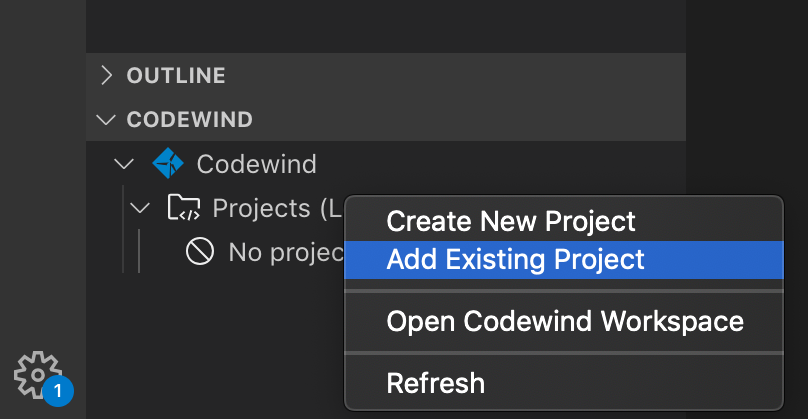 Choose to add an existing project