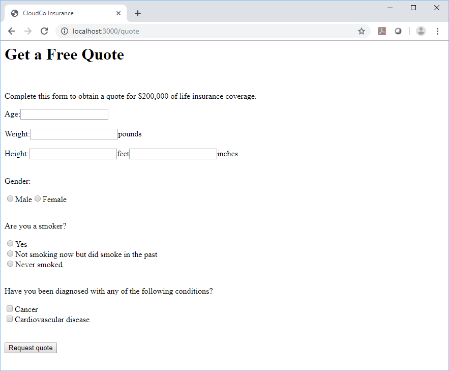 Sample web form