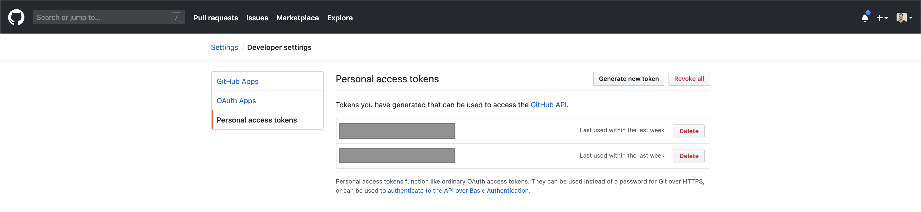 Choose to create a new Access Token