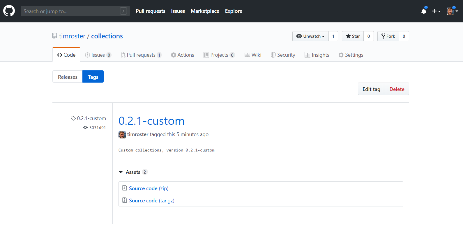 Our own collection, page for version 0.2.1-custom