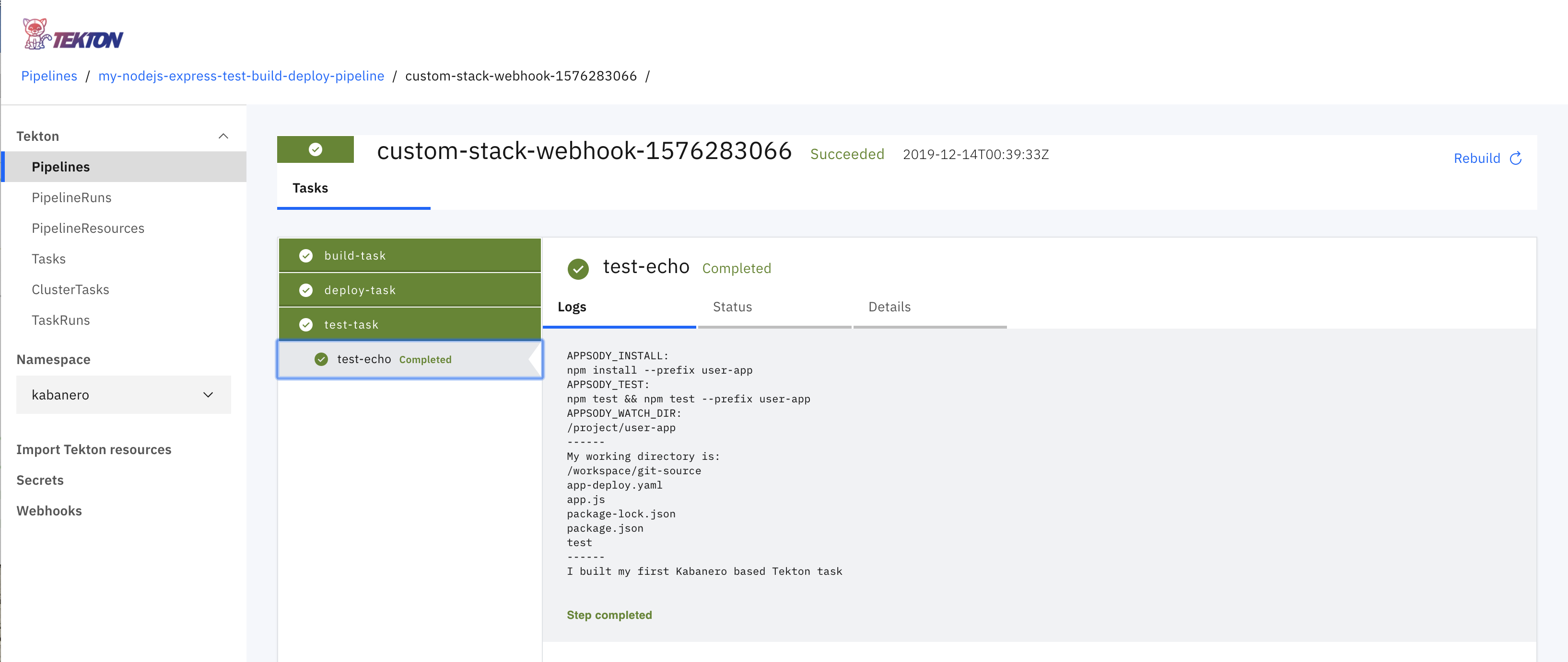 Pipeline tasks complete