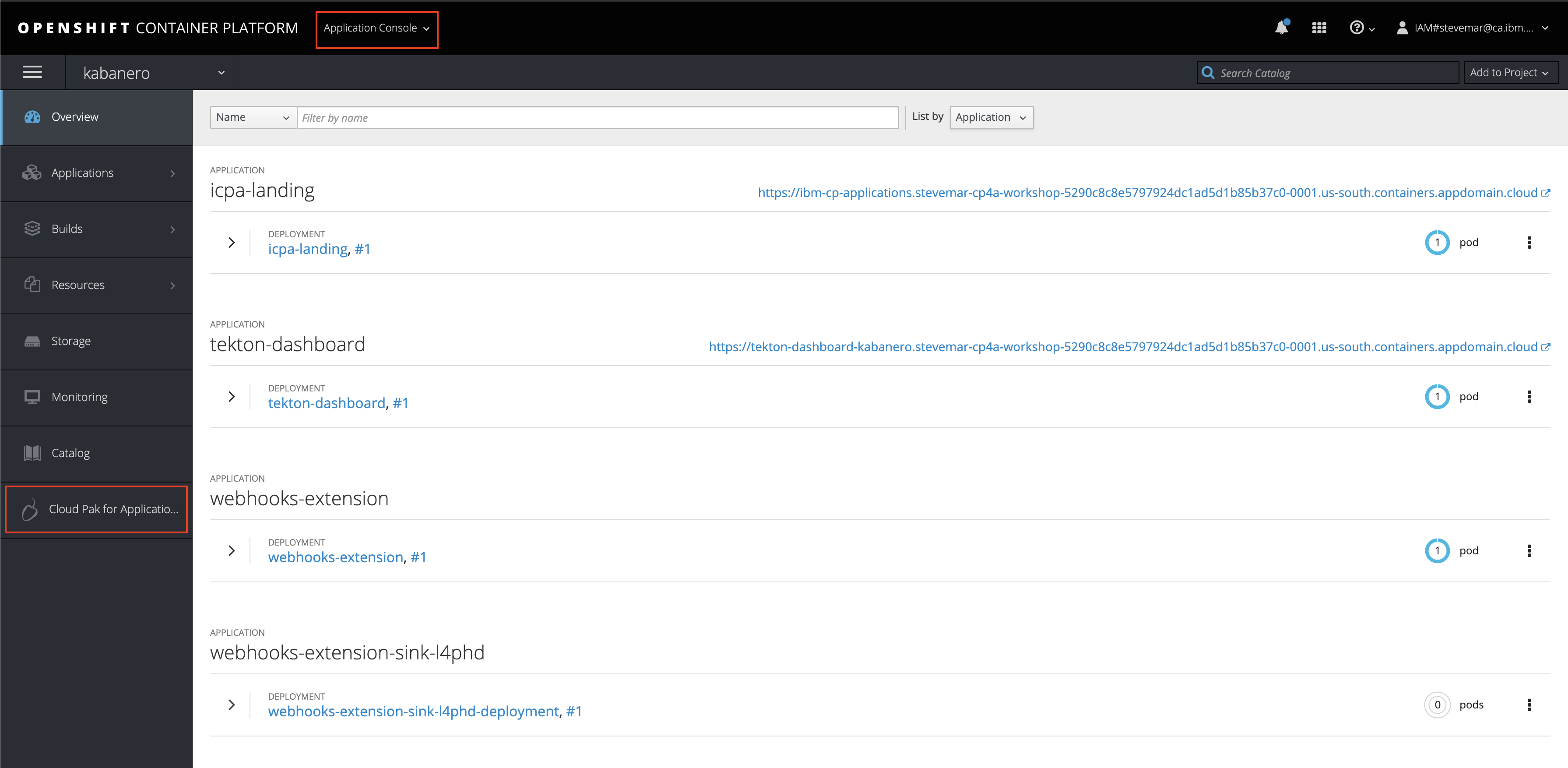 Cloud Pak for Applications in your OpenShift cluster