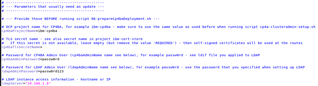 CP4BA Parameters