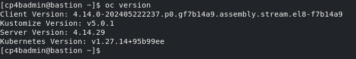 oc version output
