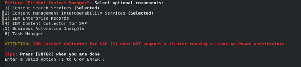 Selecting optional components