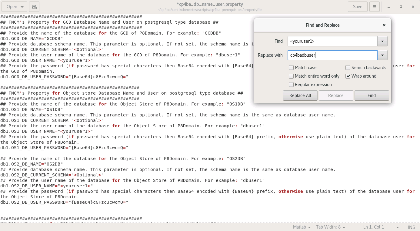 Editing DB User Property File - Usernames