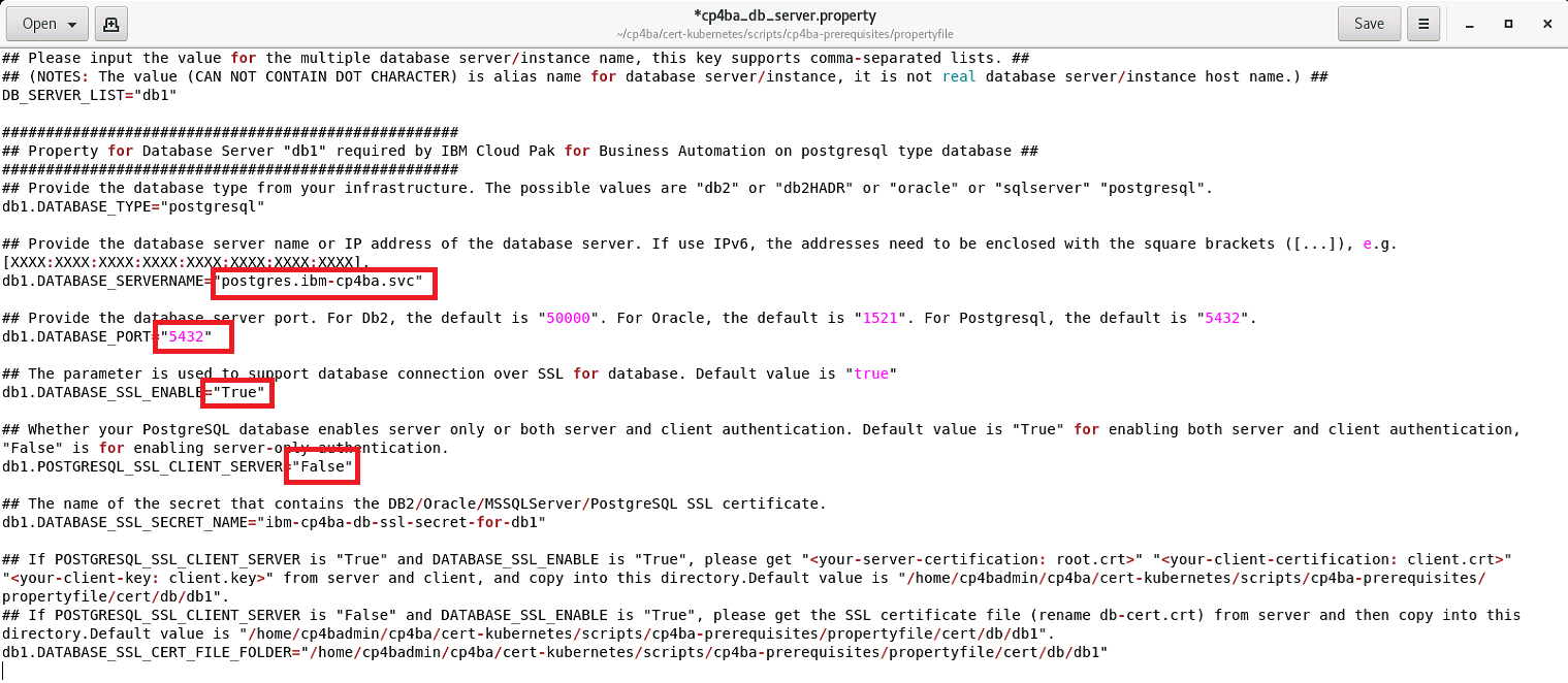 Editing database property file