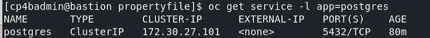 determining service address for postgresql deployment