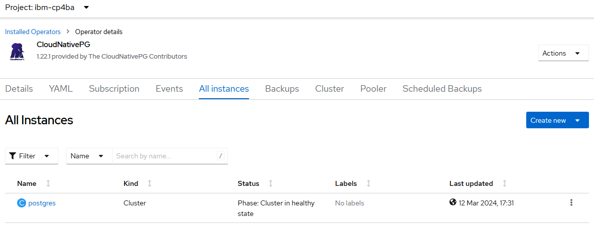 Cluster in healthy state