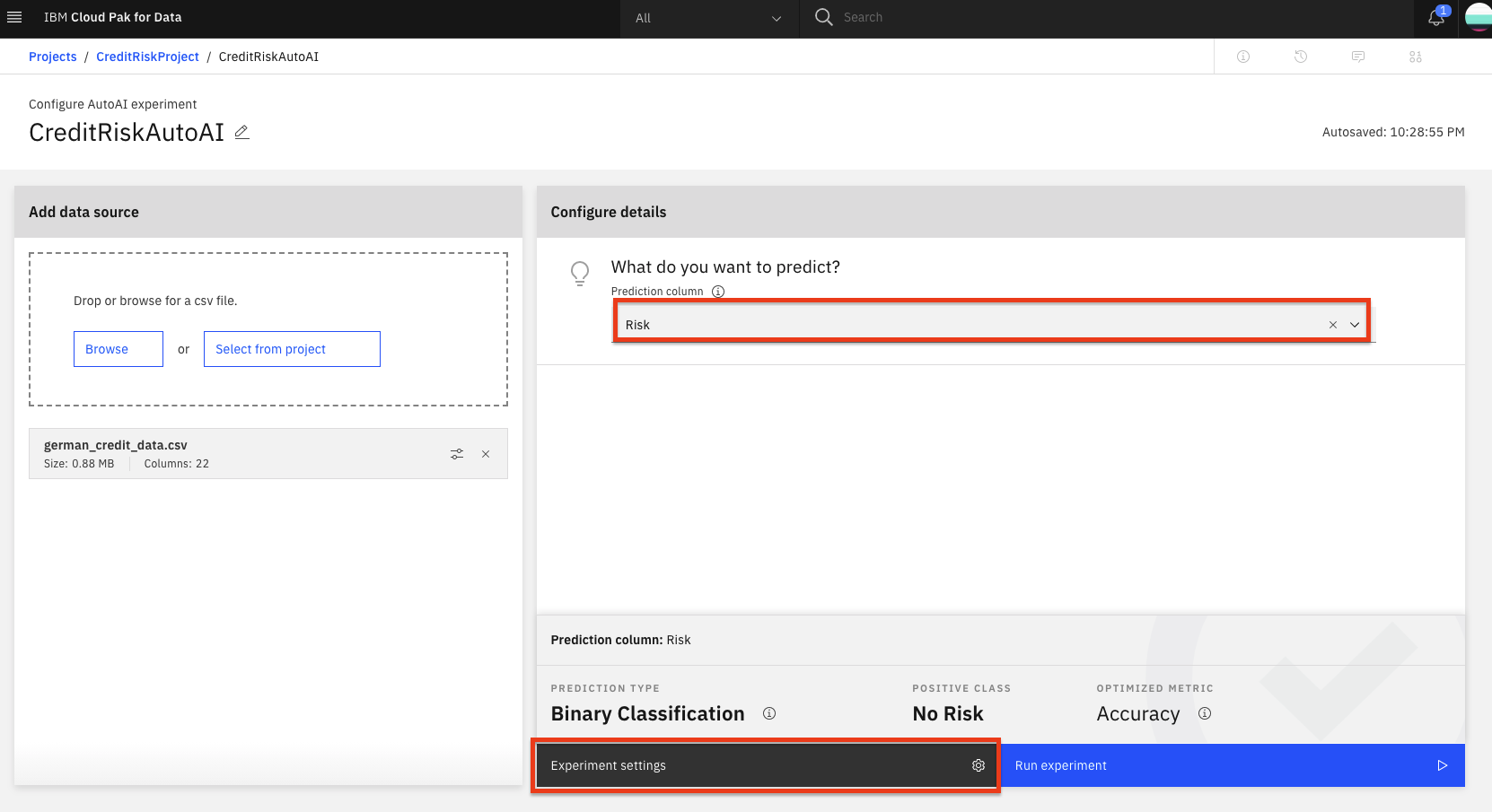 Choose Churn column and run