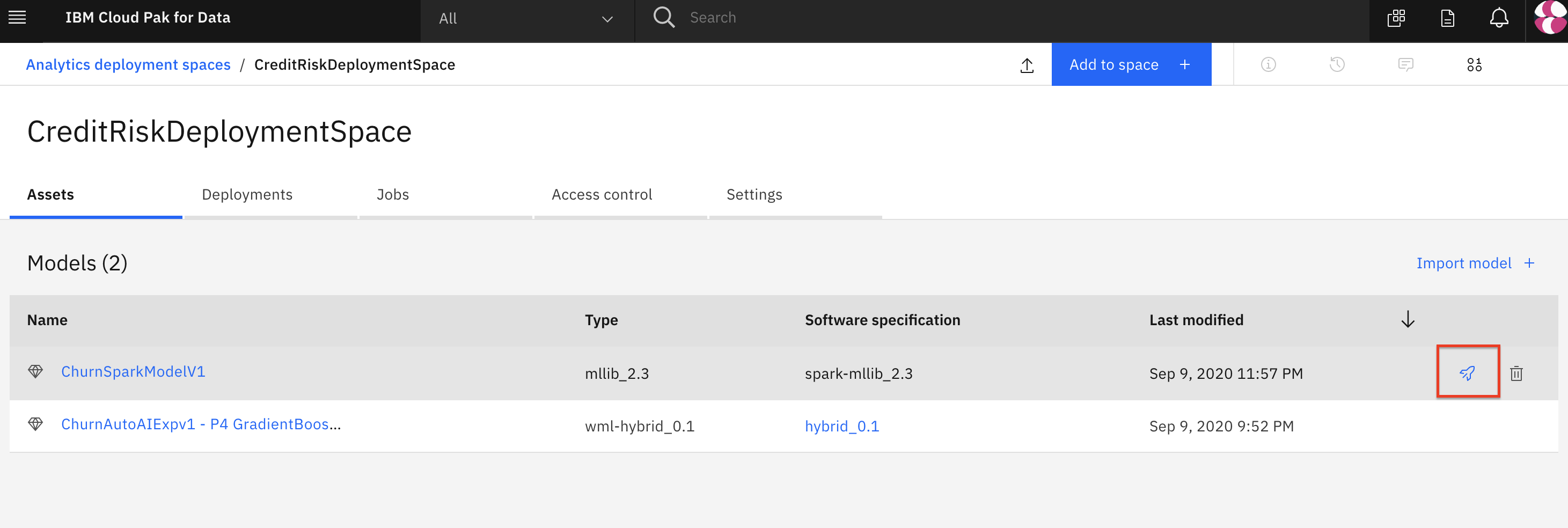 Actions Deploy model