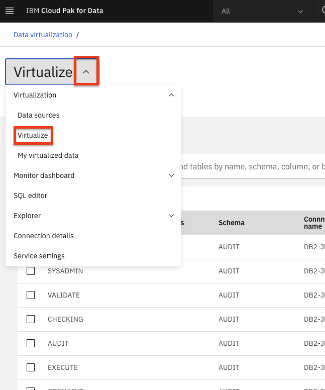 Menu -> Virtualize