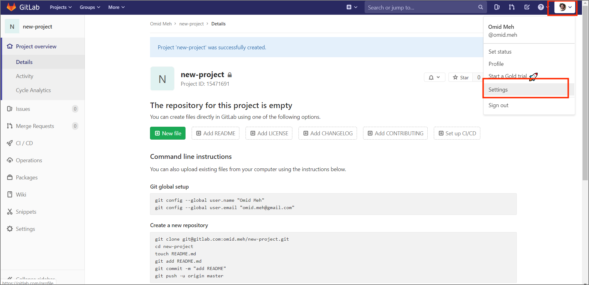 GitLab user account