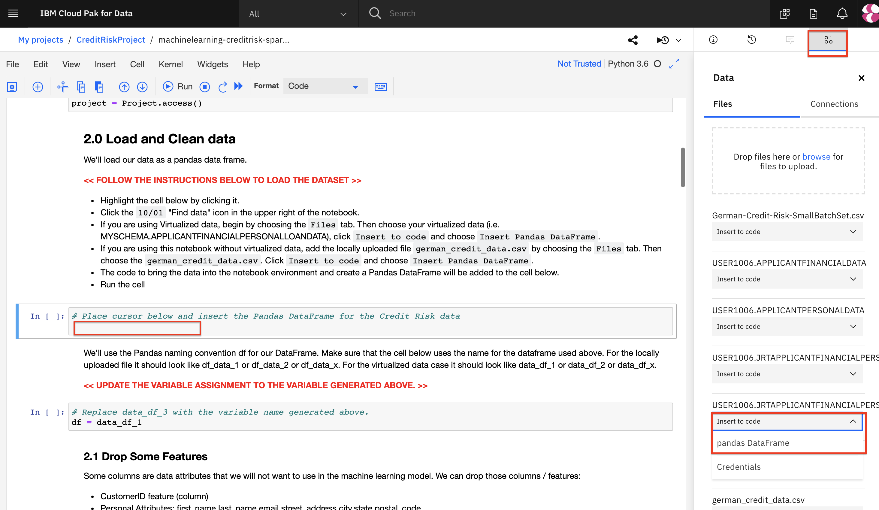 Add the data as a Pandas DataFrame