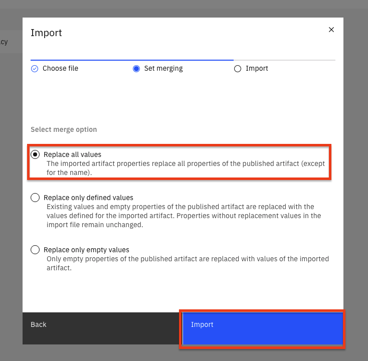 Import select merge option