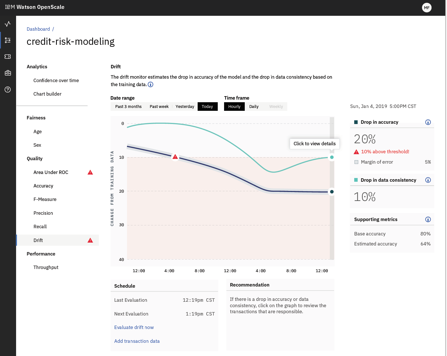 IBM Watson OpenScale Model Drift detection