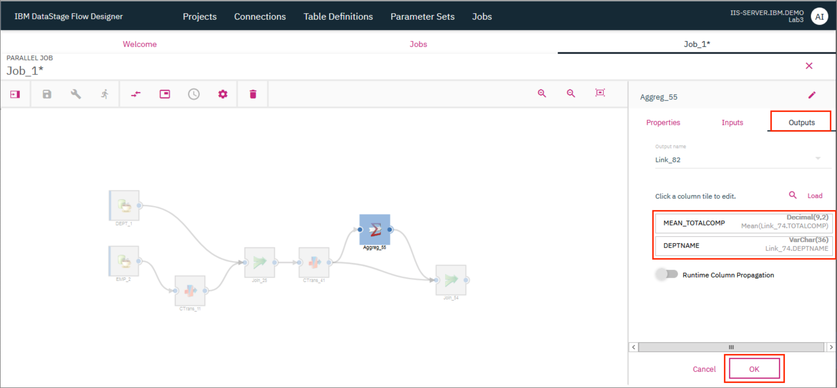 Aggregator - 3 - confirm output columns