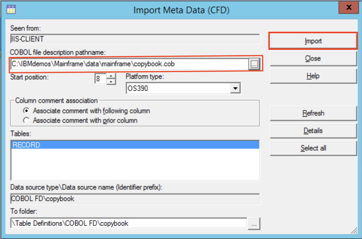 Import copybook