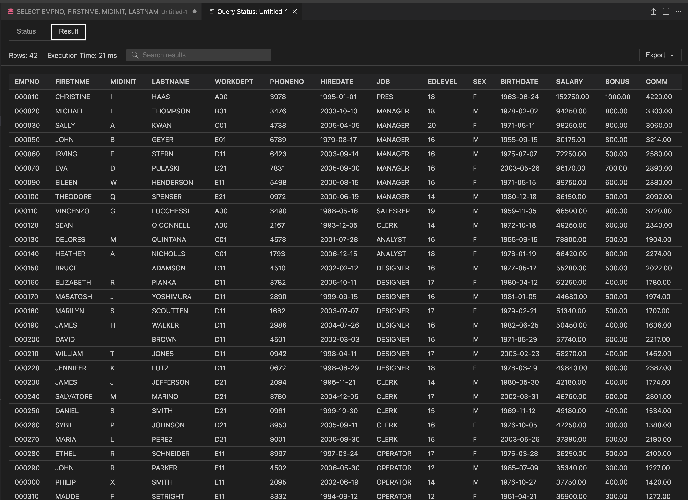 Creating new SQL file
