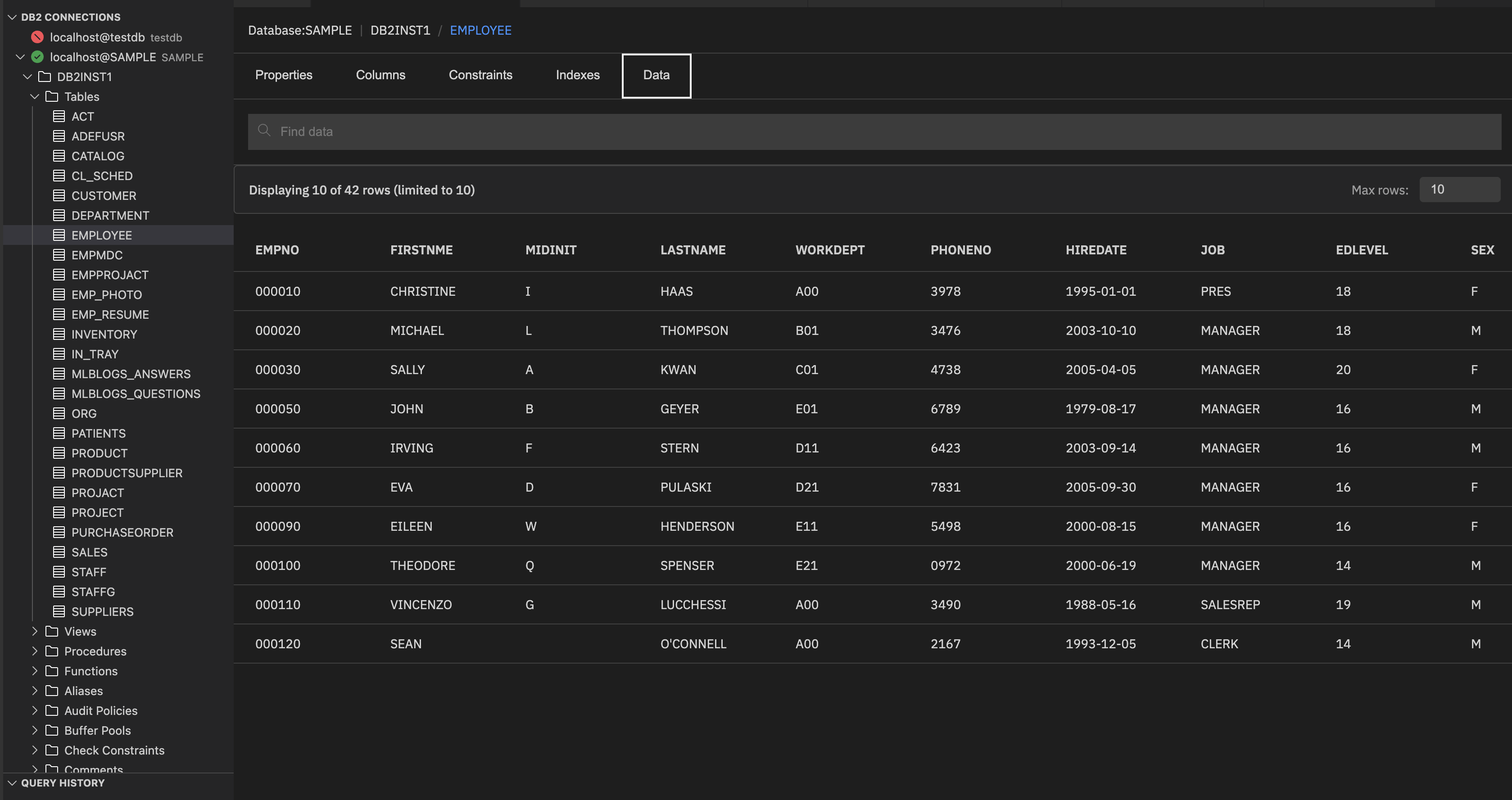 Adding a database connection