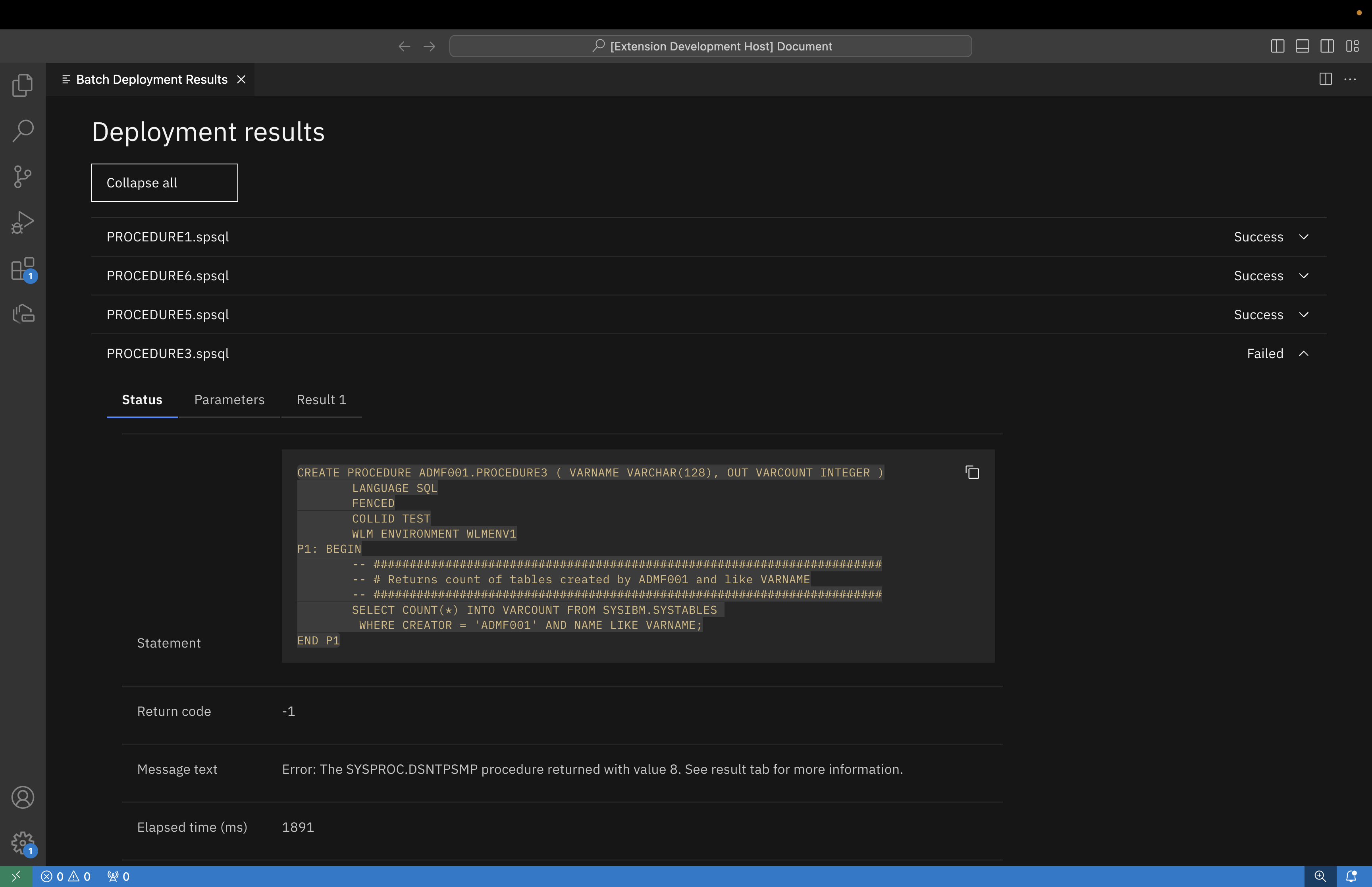 Stored procedure deployment errors