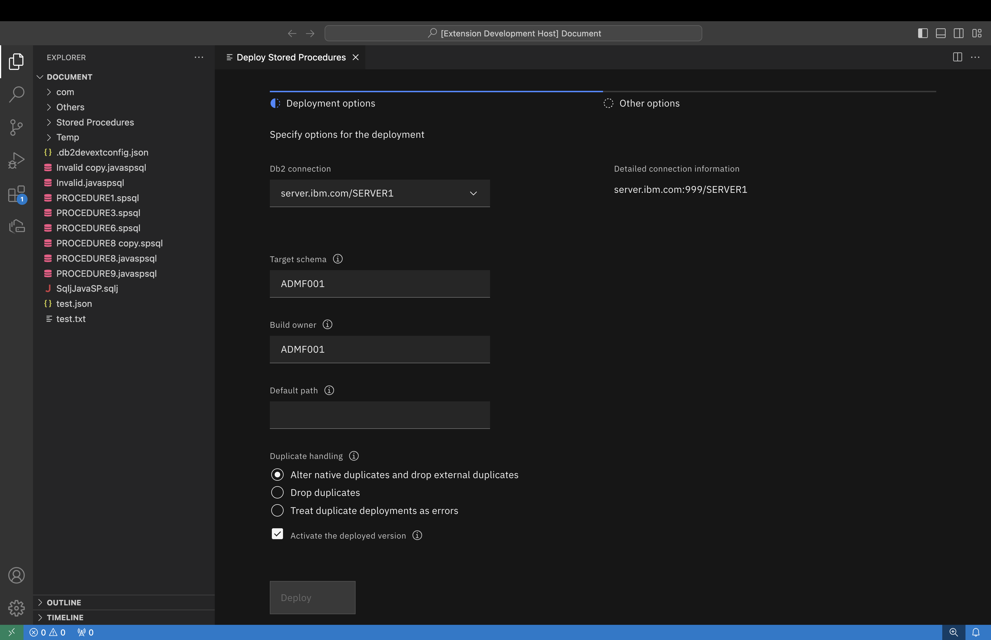 Stored procedure deployment options