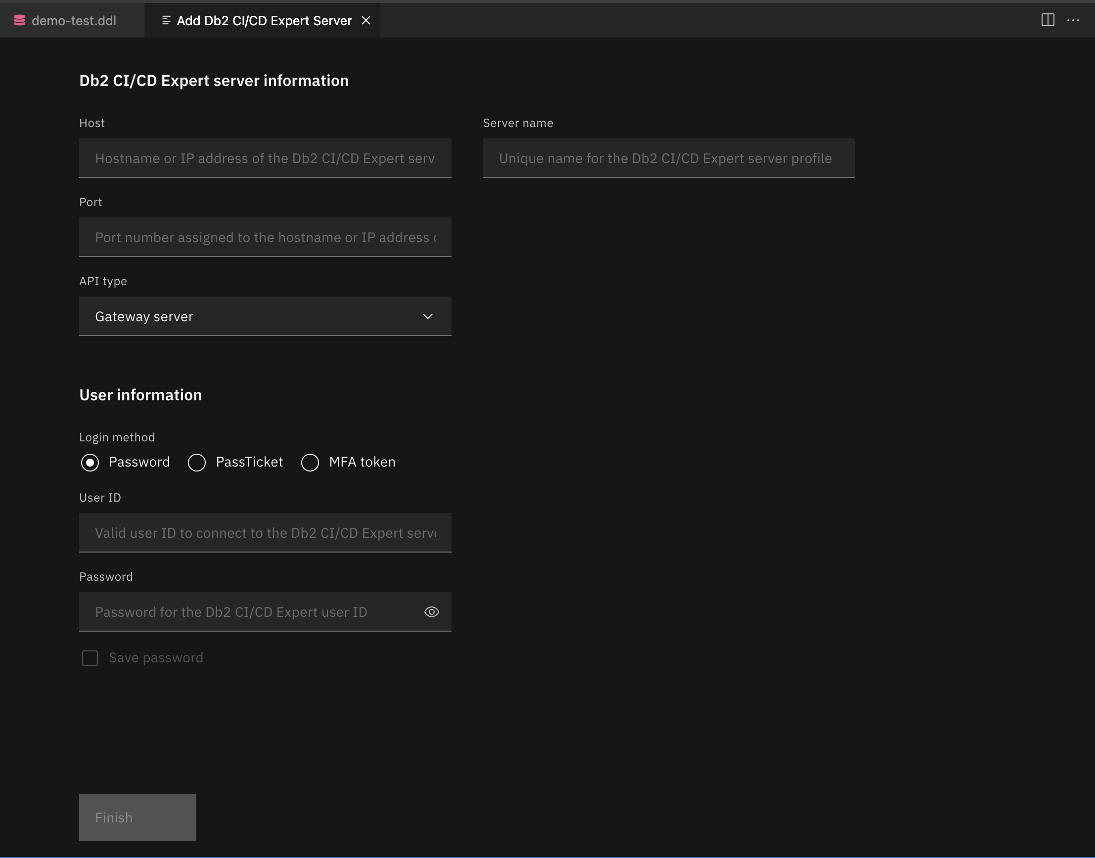 Screenshot of Db2 CI/CD Expert server information dialog
