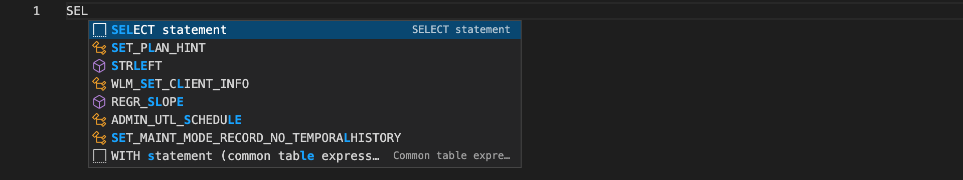 SELECT statement code snippet