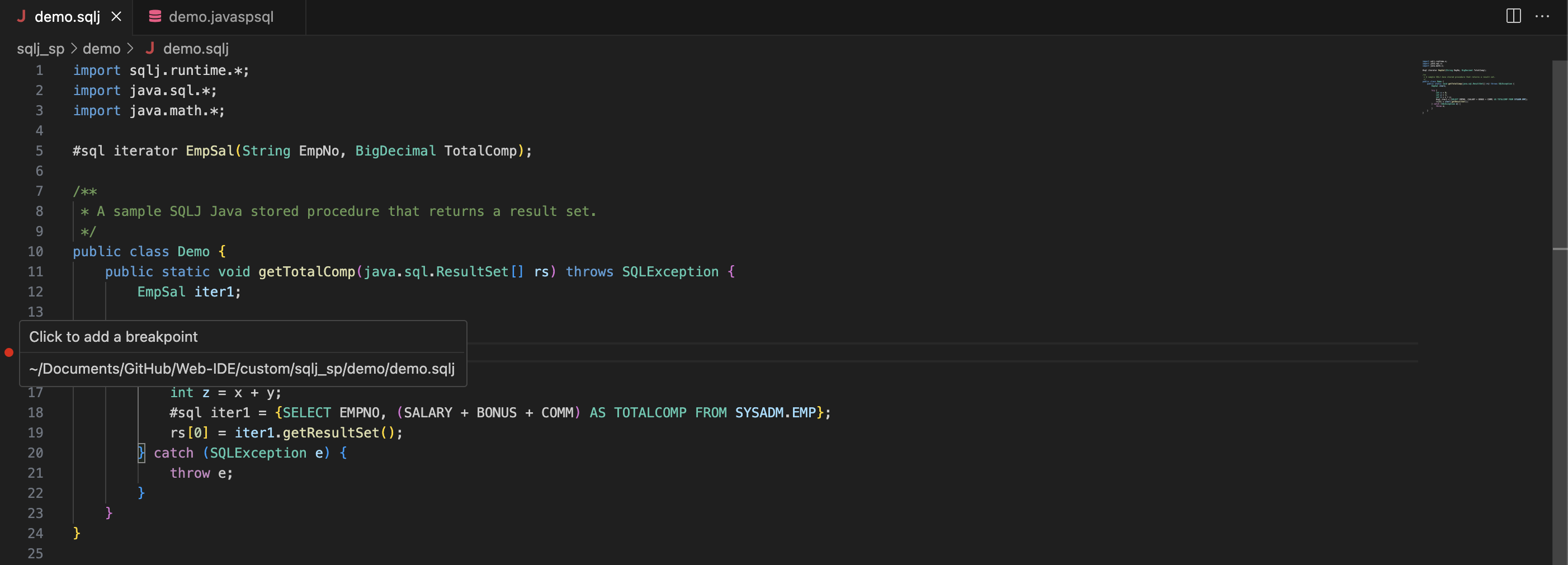 Setting breakpoints