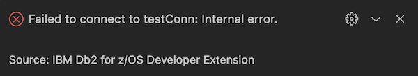 Failure to connect with internal error