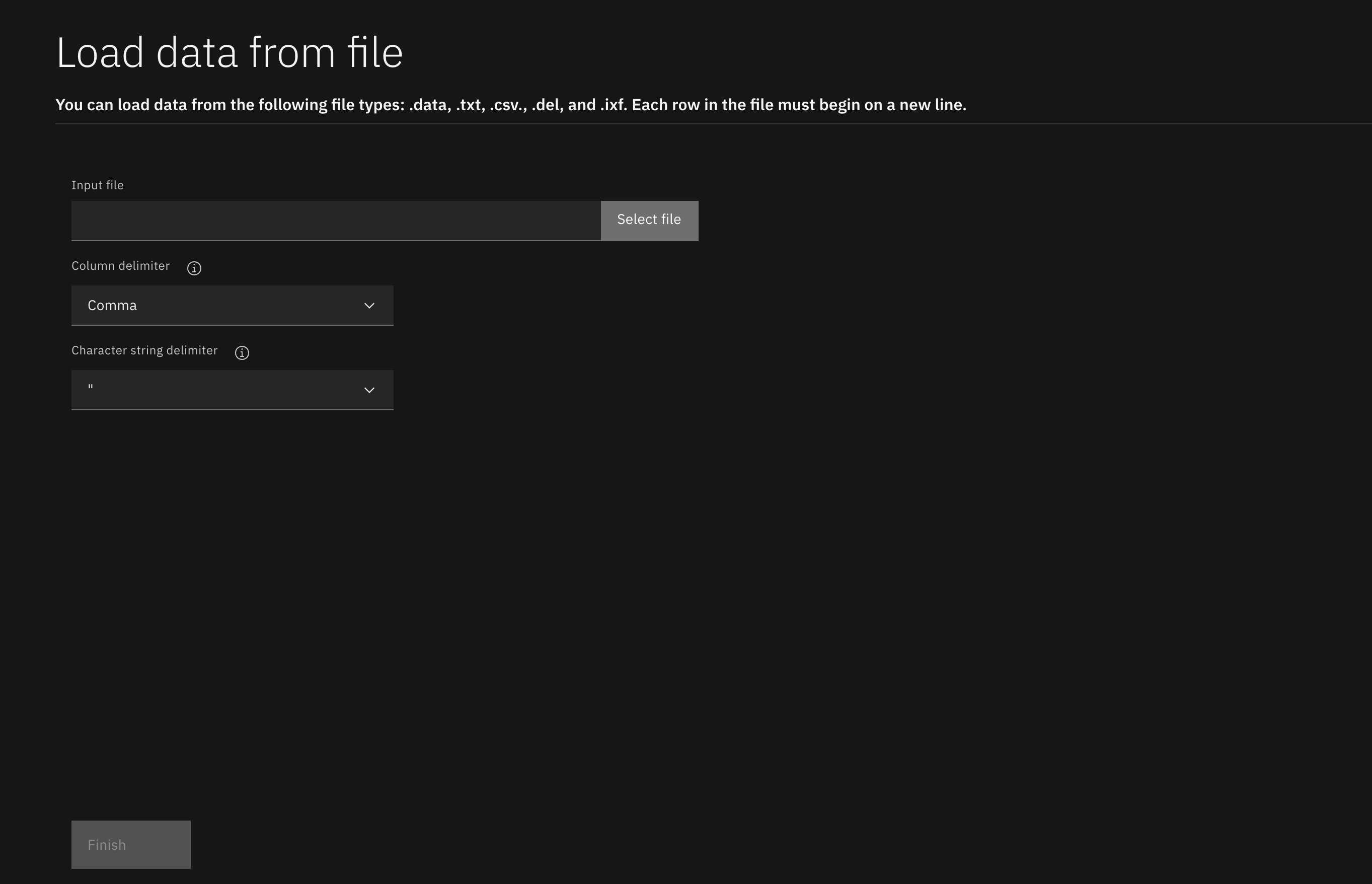Load data page