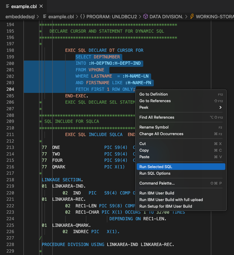 COBOL example