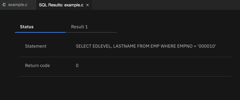 SQL Results view