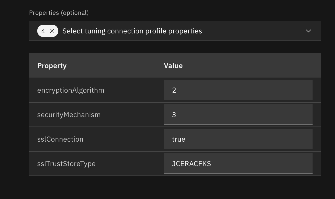 Tuning profile optional properties