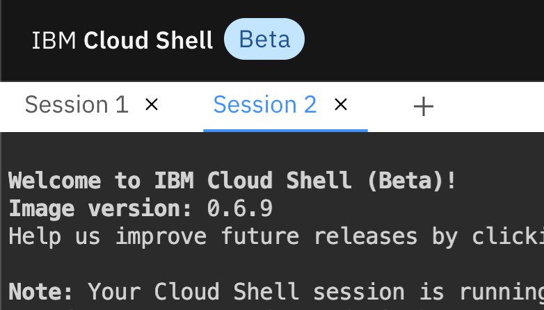 IBMCloud new shell session