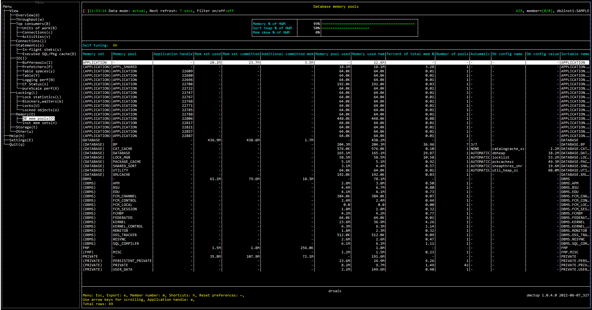 Memory / Database Memory Pools