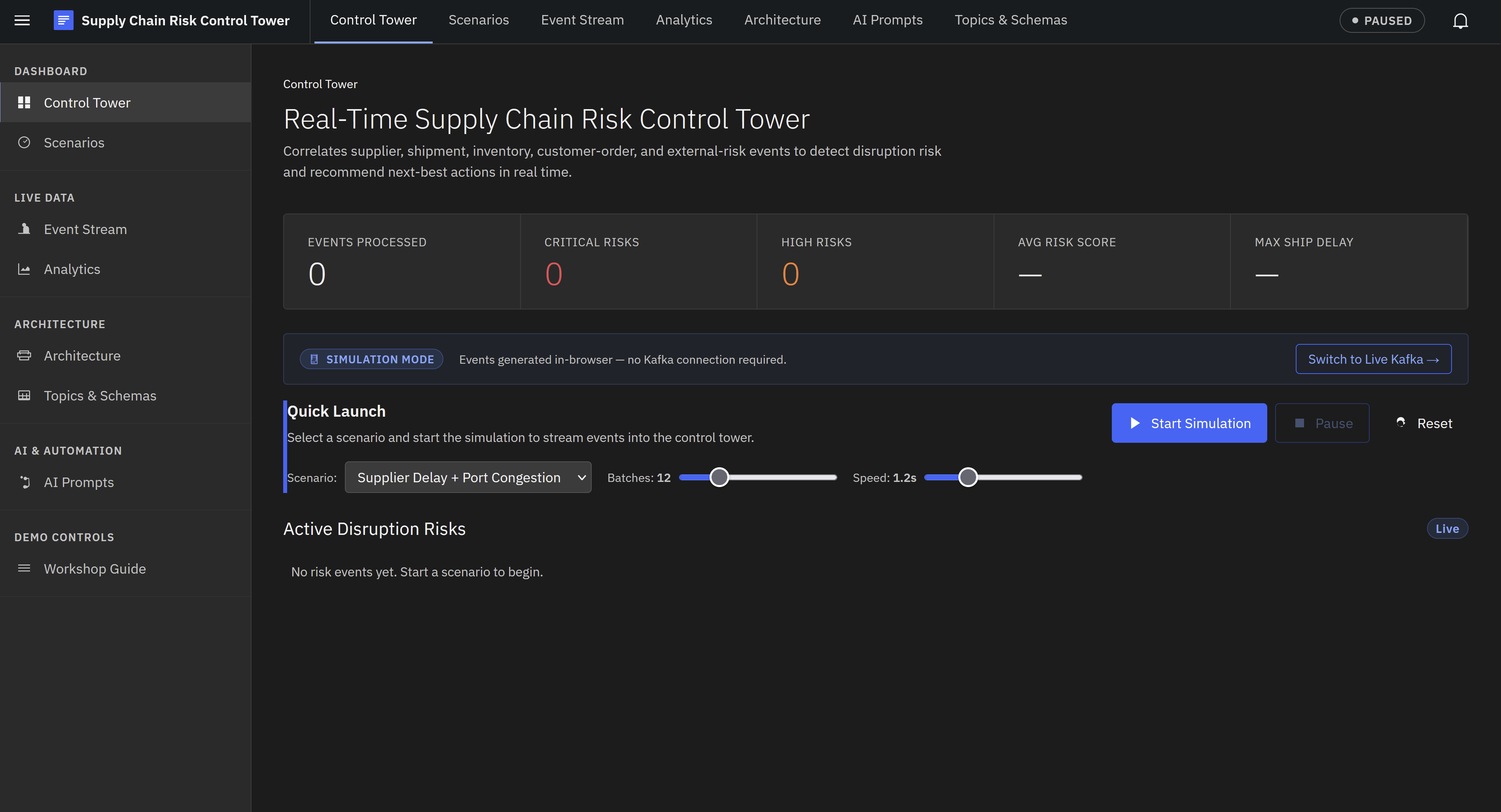 Real-Time Supply Chain Risk Control Tower with Confluent