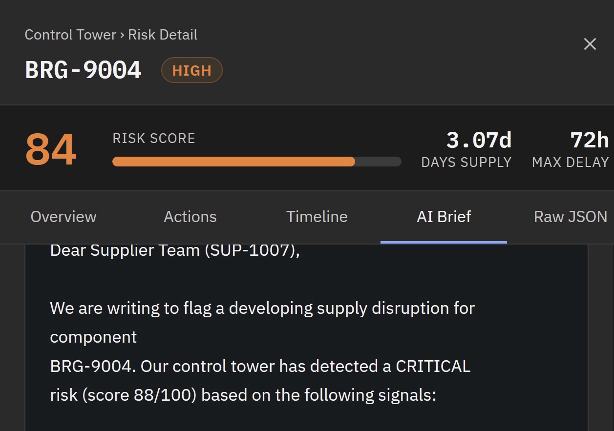Real-Time Supply Chain Risk Control Tower with Confluent screenshot 4