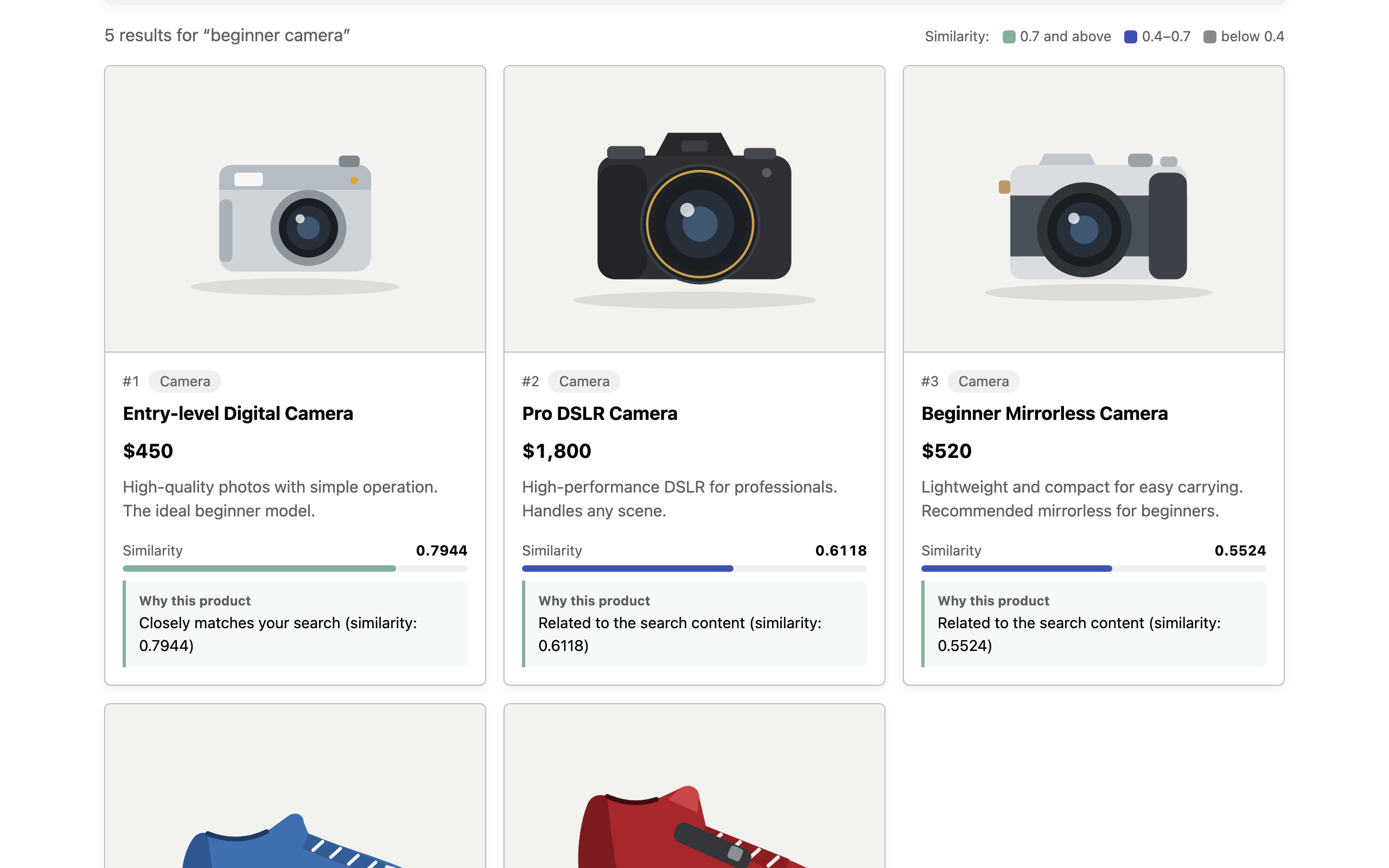 Semantic Product Search with Vector Search Builder and IBM Bob screenshot 4