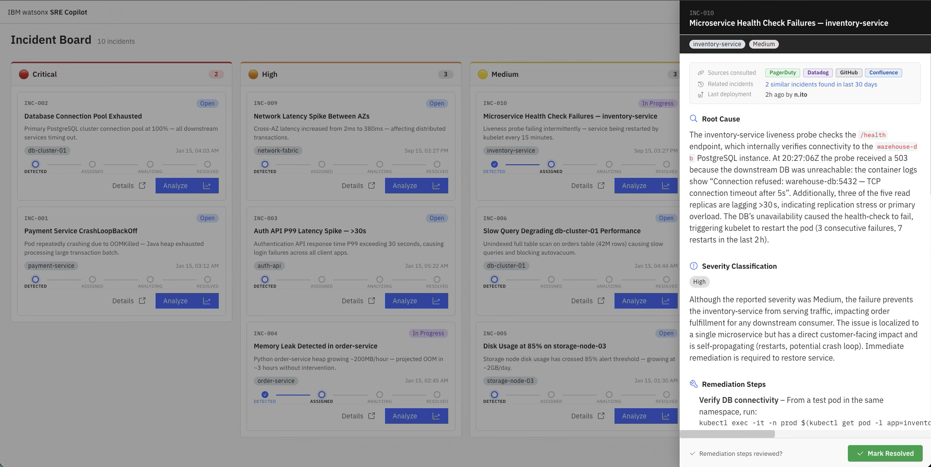 SRE Copilot screenshot 2