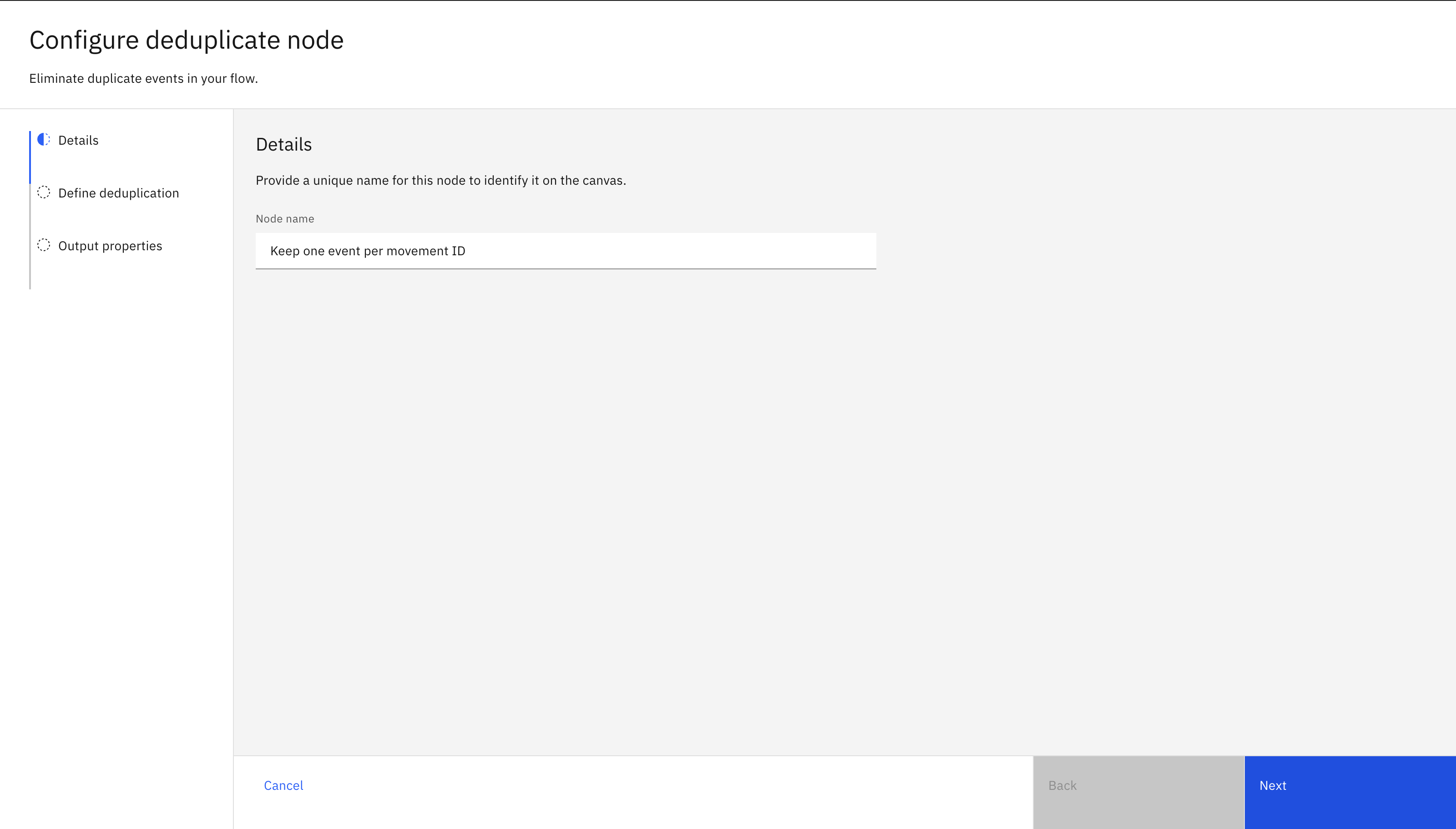 adding an event destination node screenshot