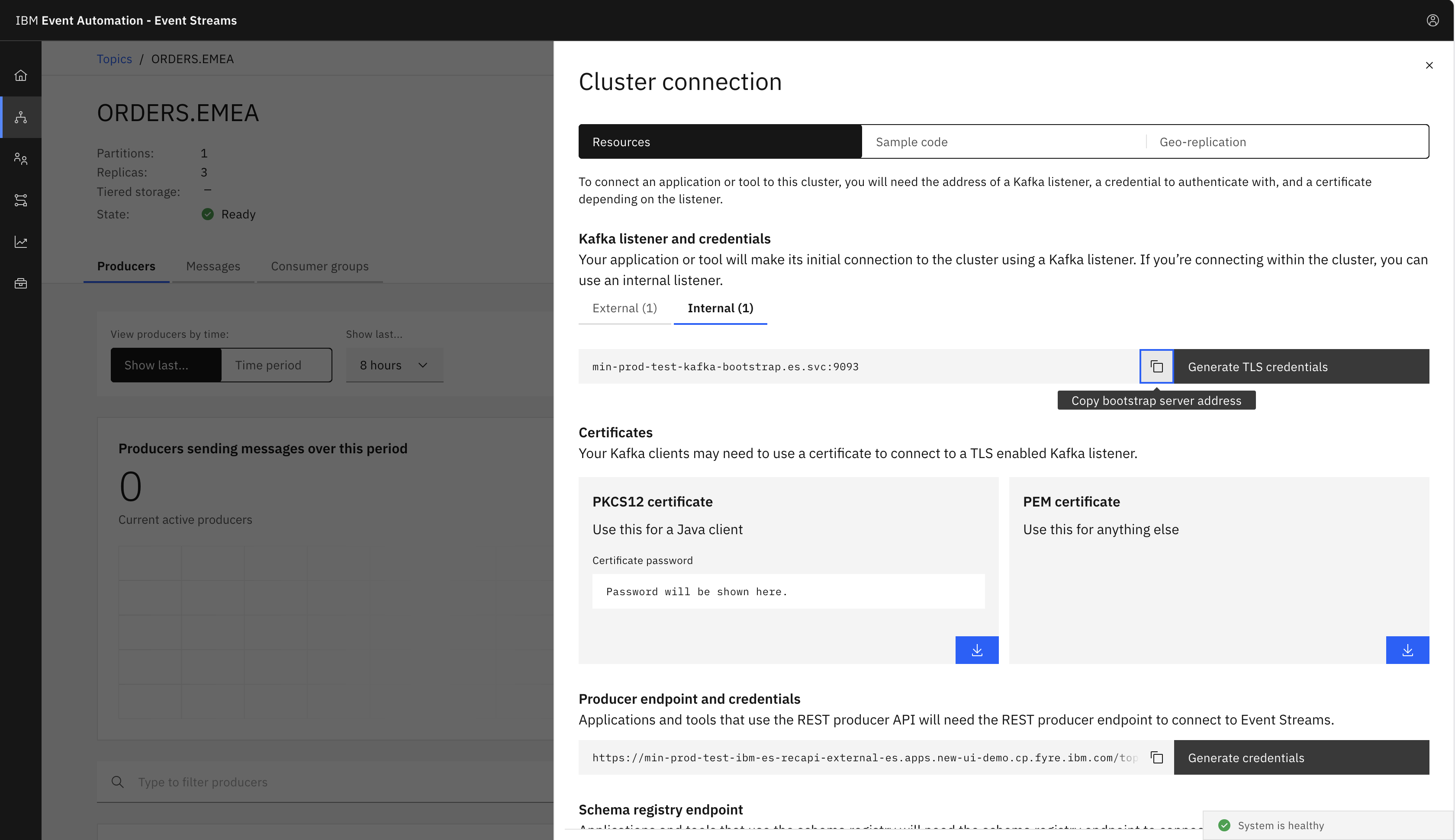 connection details for the destination screenshot