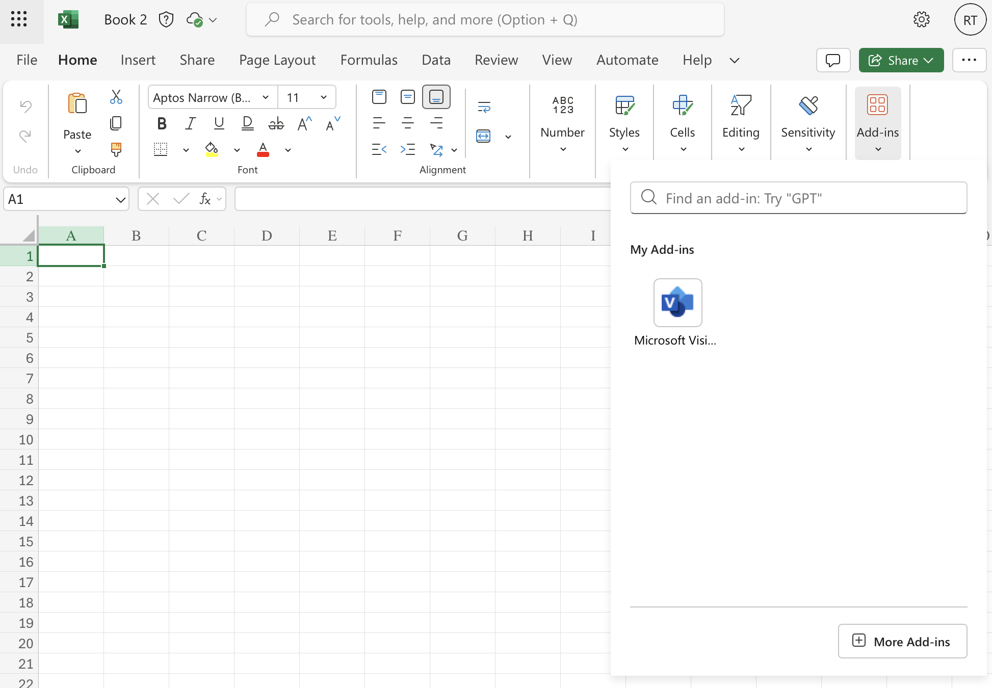 Add-ins menu in Excel