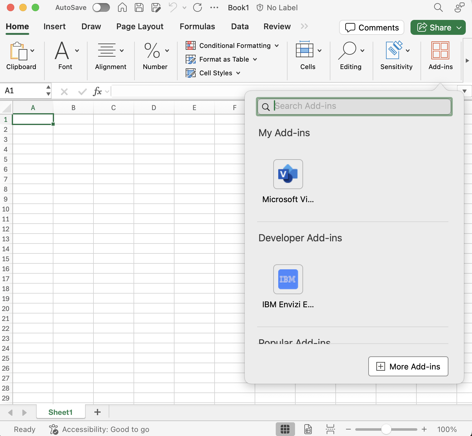 Developer Add-in in Excel