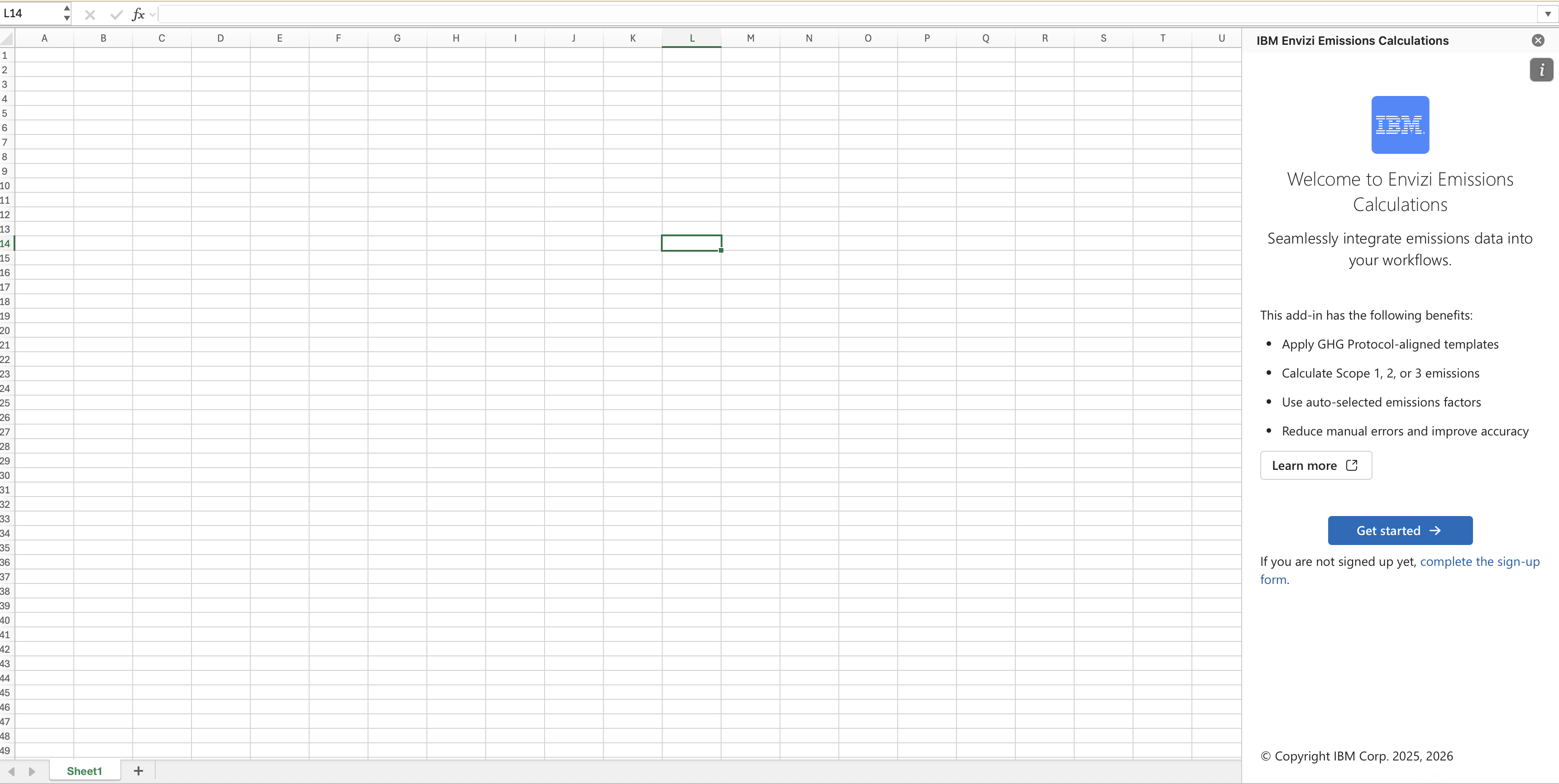 Get Started screen for first-time users