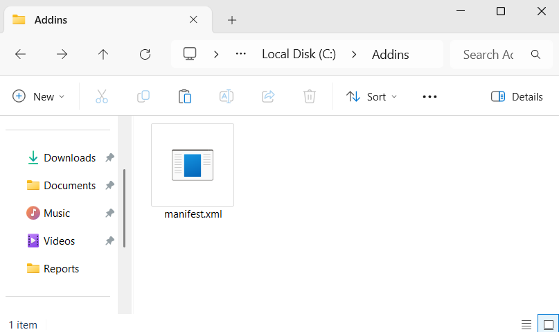 Placing the file